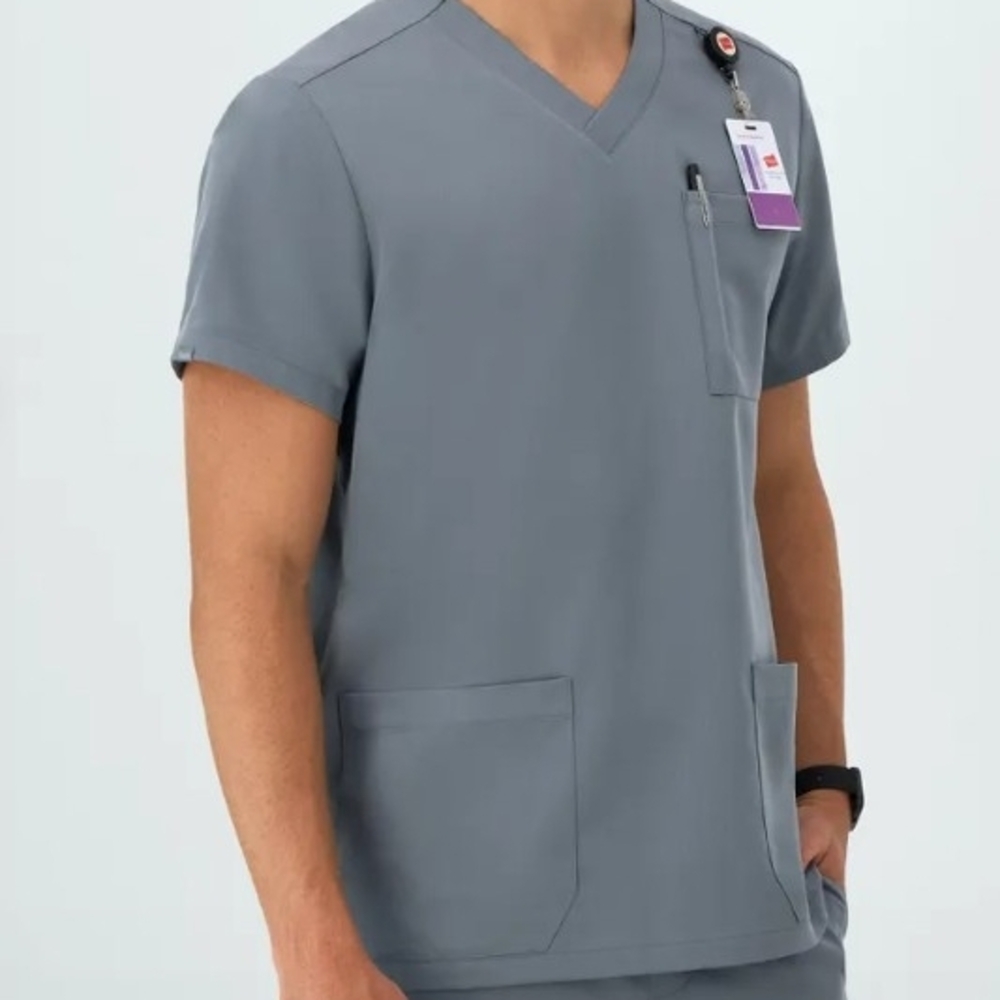 Hanes Men's V-Neck Top in Gray